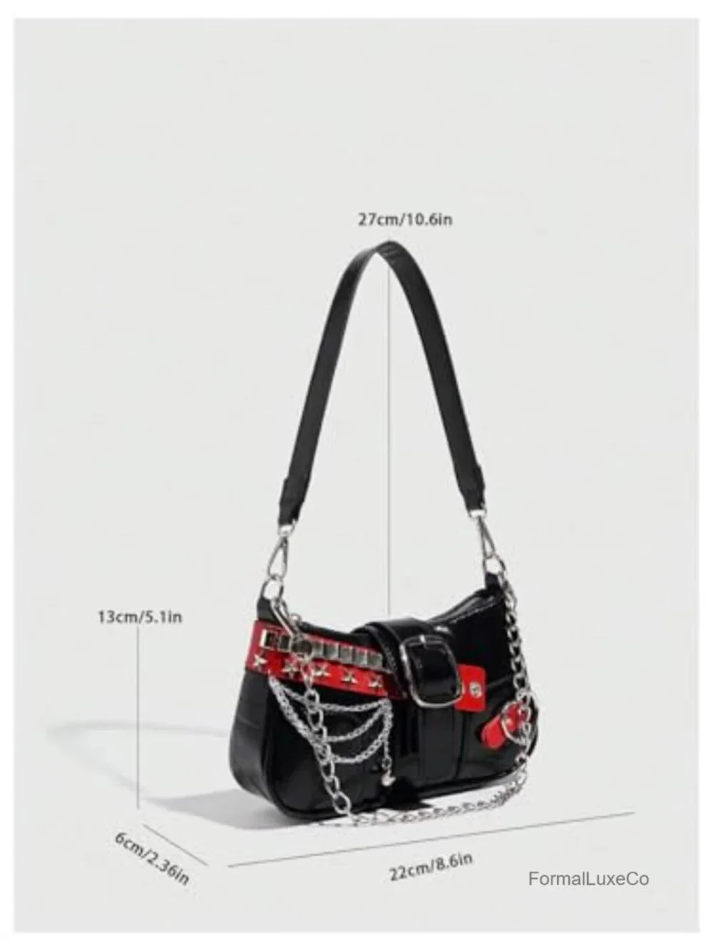 Star Embroidery PU Leather Mini Chain Hobo Handbag Shoulder Purse